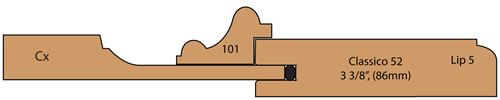 cross section of Romark Door with applied moulding